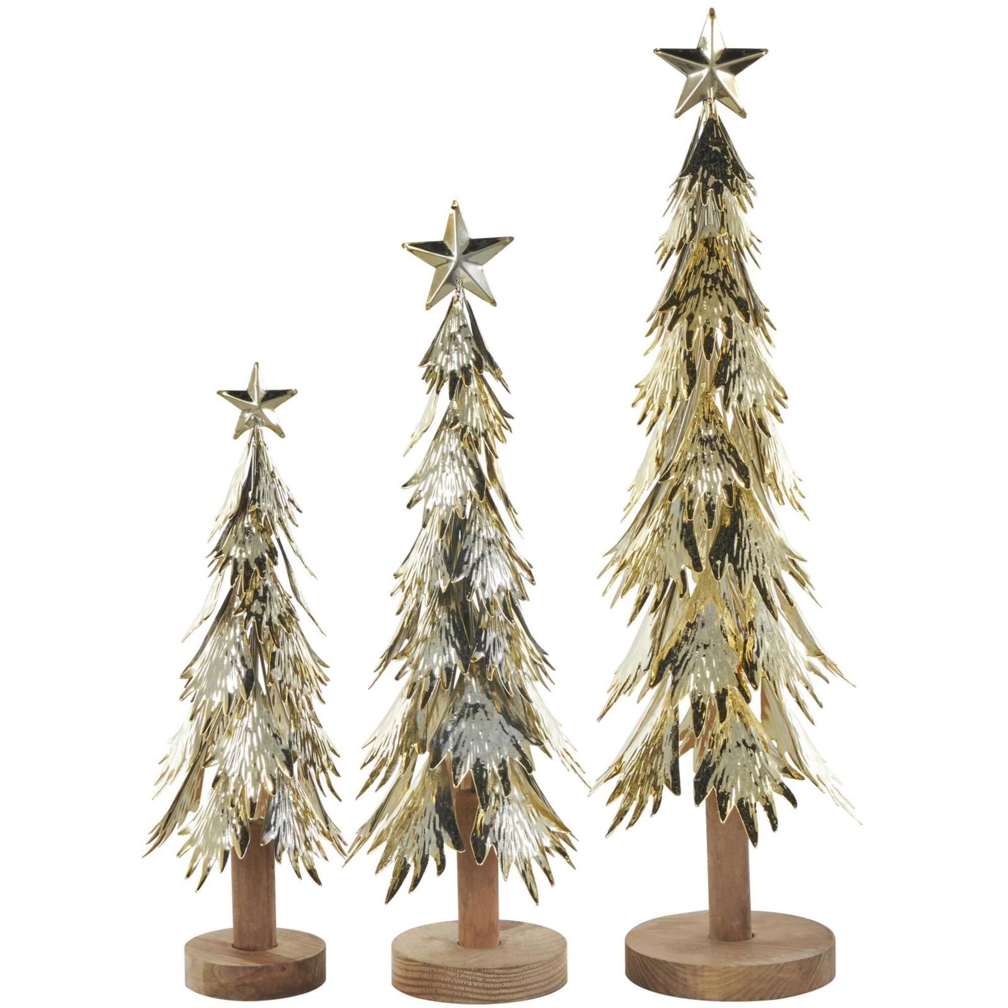 Gold Metal Layered Branch Christmas Tree Set